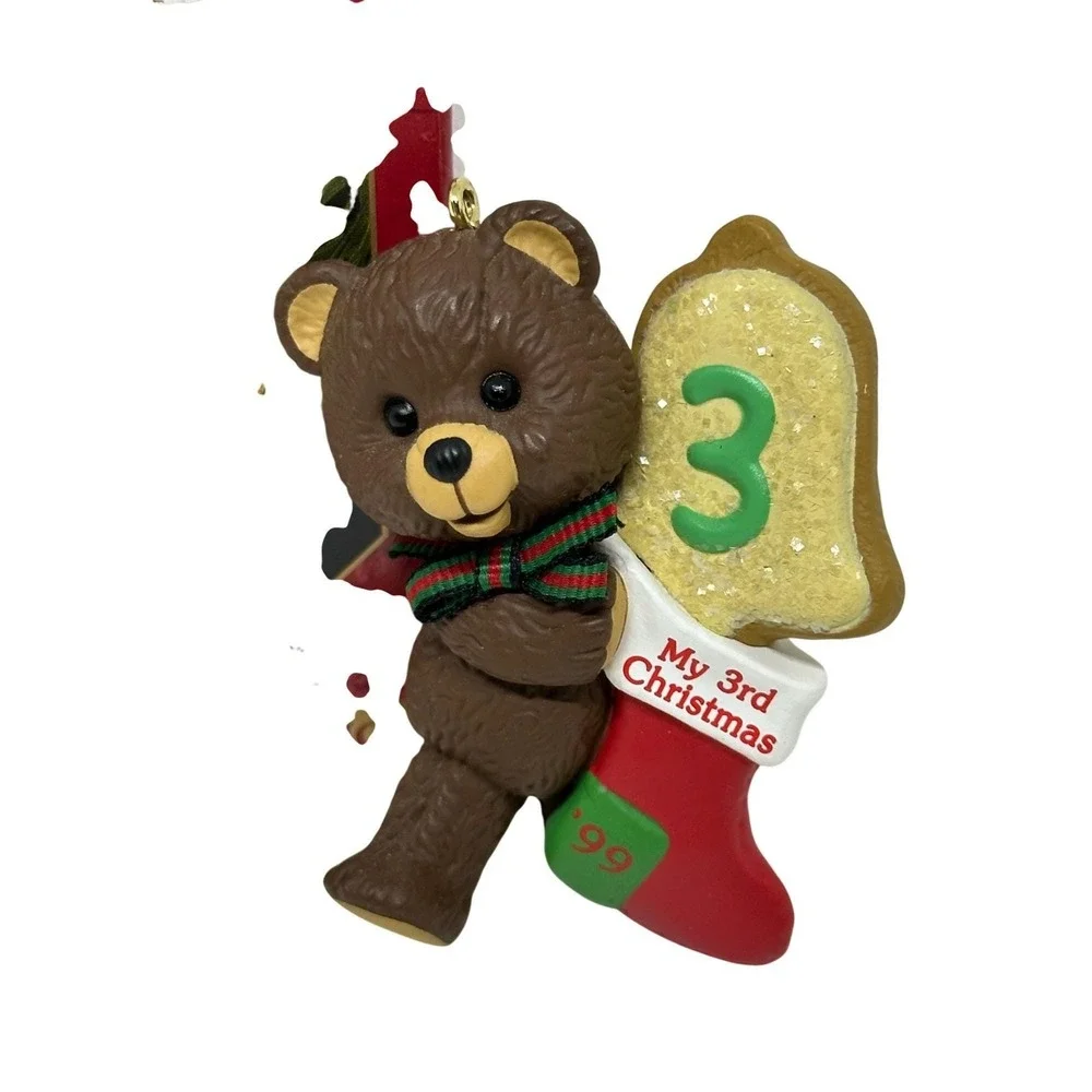 VTG 1999 Hallmark Keepsake‎ Ornament Child's Third Christmas Bear Stocking Boxed